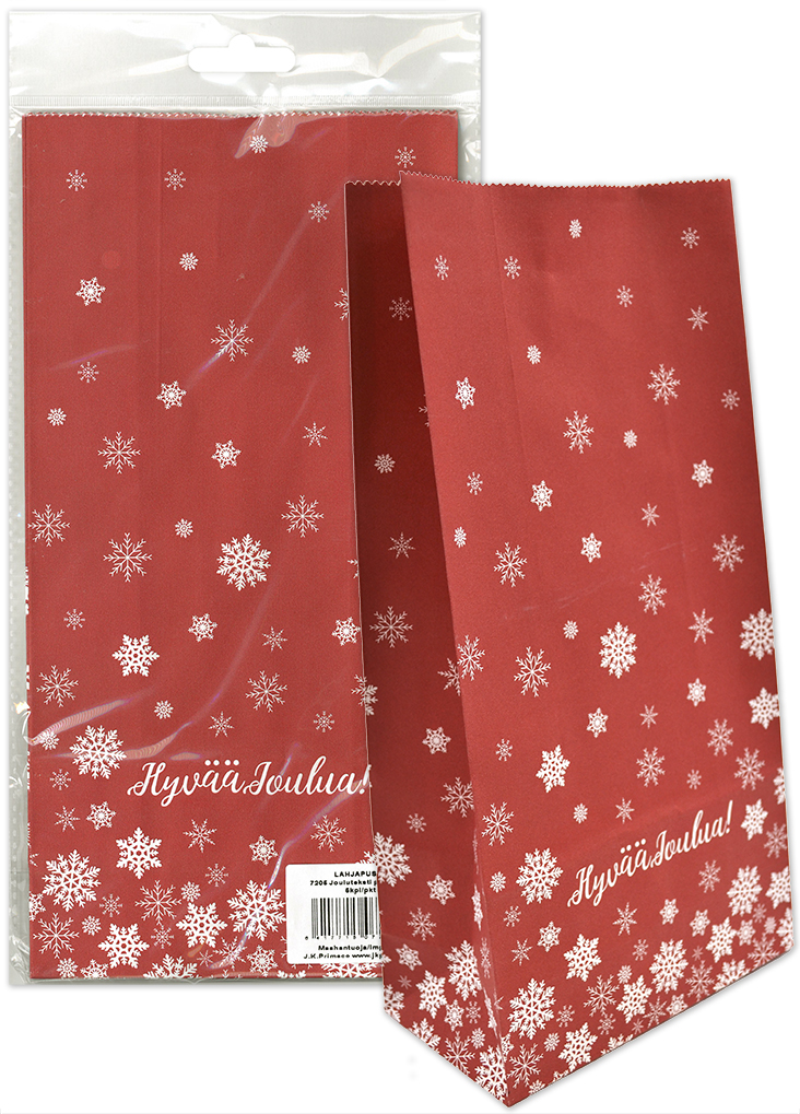 Paper bag Jouluteksti punainen 5pcs