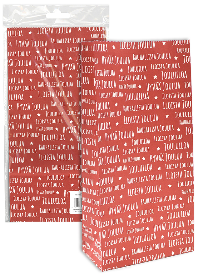 Paper bag Jouluteksti punainen 5pcs