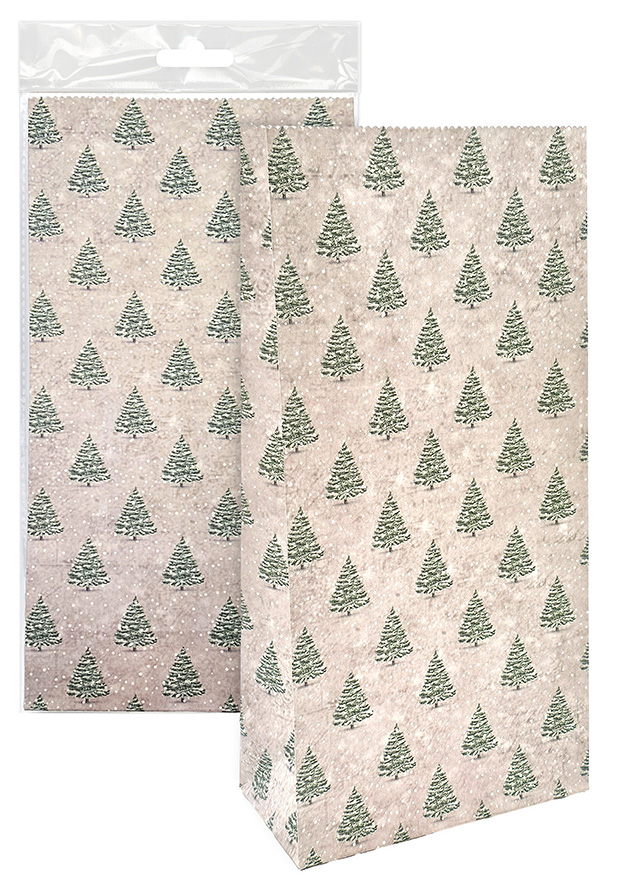 Paper bag Spruces green vintage 5pcs
