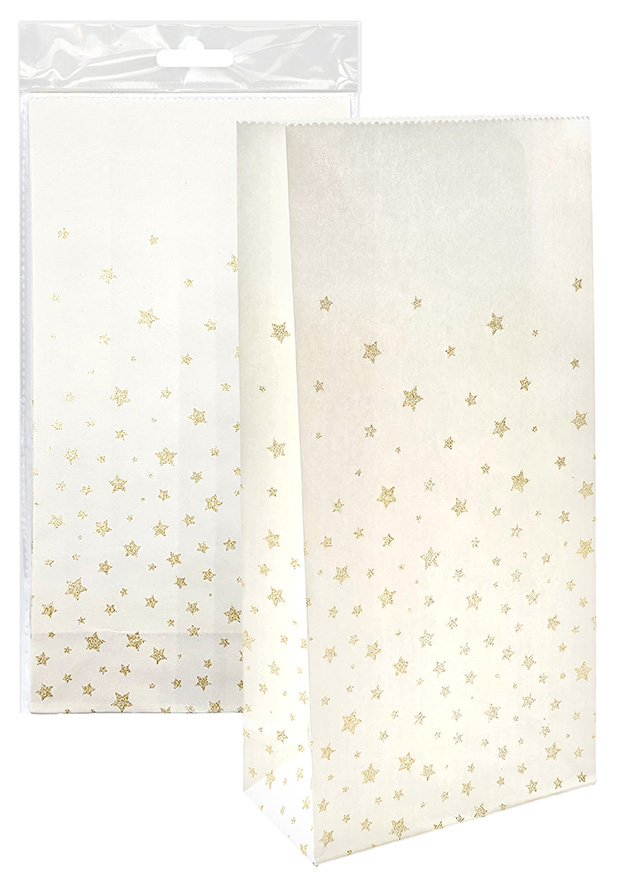 Paper bag Stars gold glitter 5pcs