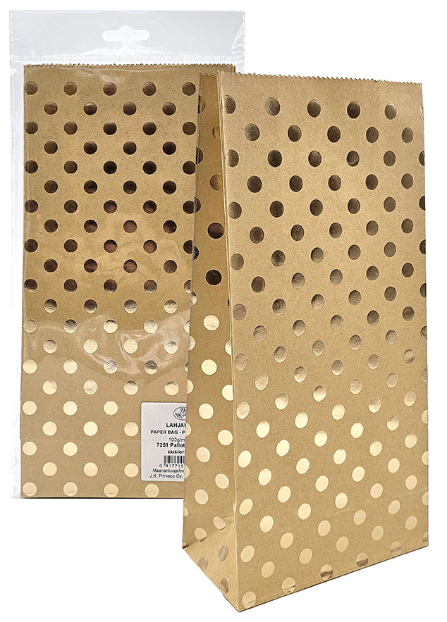 Paper bag Ball gold foil recycled brown 5pcs