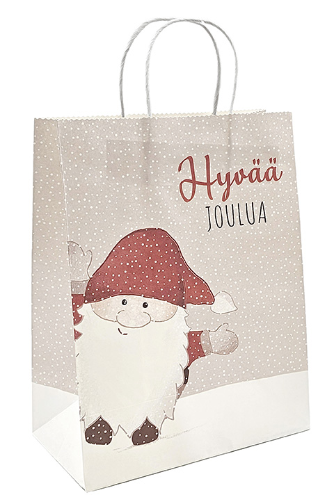 Gift bag M Tonttu harmaa