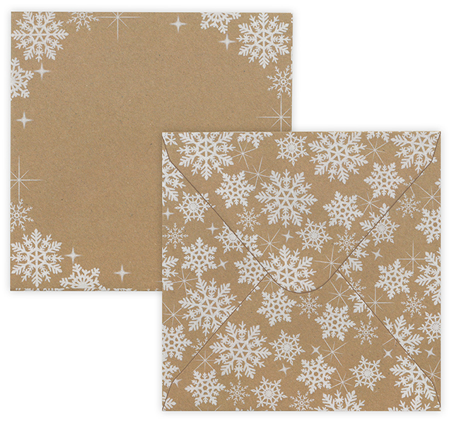 Envelope square Snowflake recycled brown 10pcs
