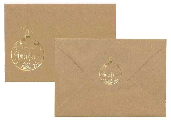 Foil envelope C6 Joulupallo kulta uusioruskea 10pcs