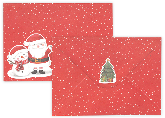 Envelope C6 Happy Christmas characters red 10pcs