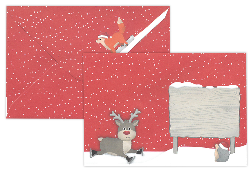 Envelope C6 Christmas animals red 10pcs