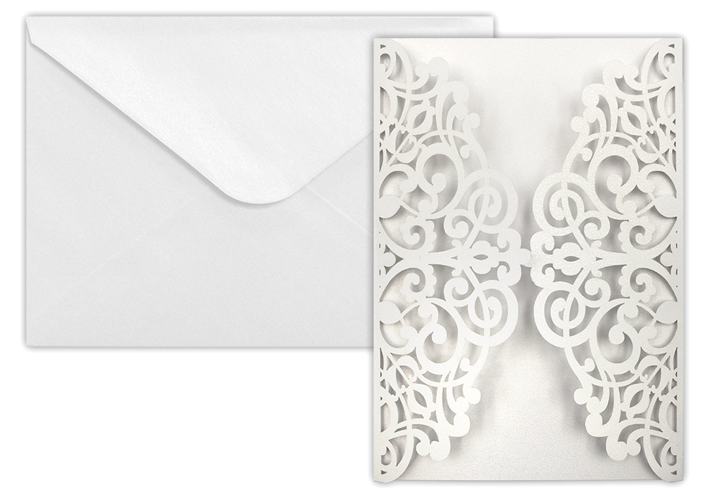 Card + envelope Deco pearlescent white 5pcs+5pcs