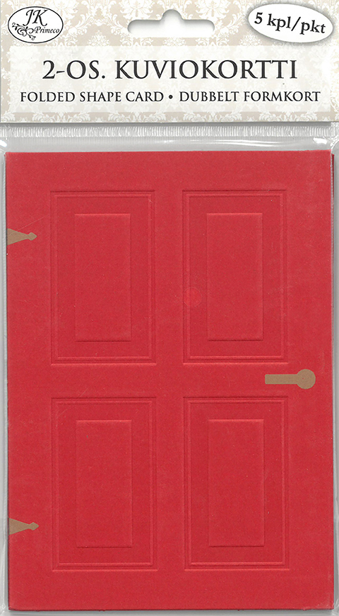 Folded shape card Door red 5pcs