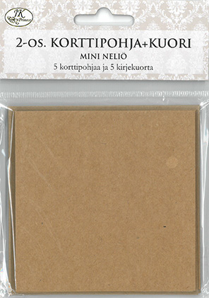 2-os. minikorttipohja + kirjekuori neliö uusioruskea 5kpl+5kpl