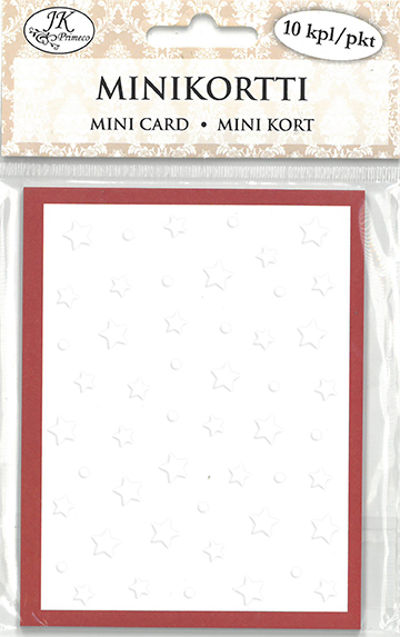 Decorative card mini embossed Stars red/white 10pcs
