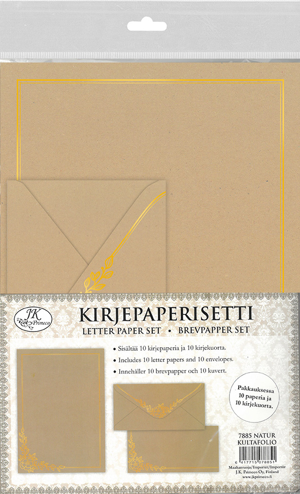 Letter paper set Natur gold foil 10pcs+10pcs