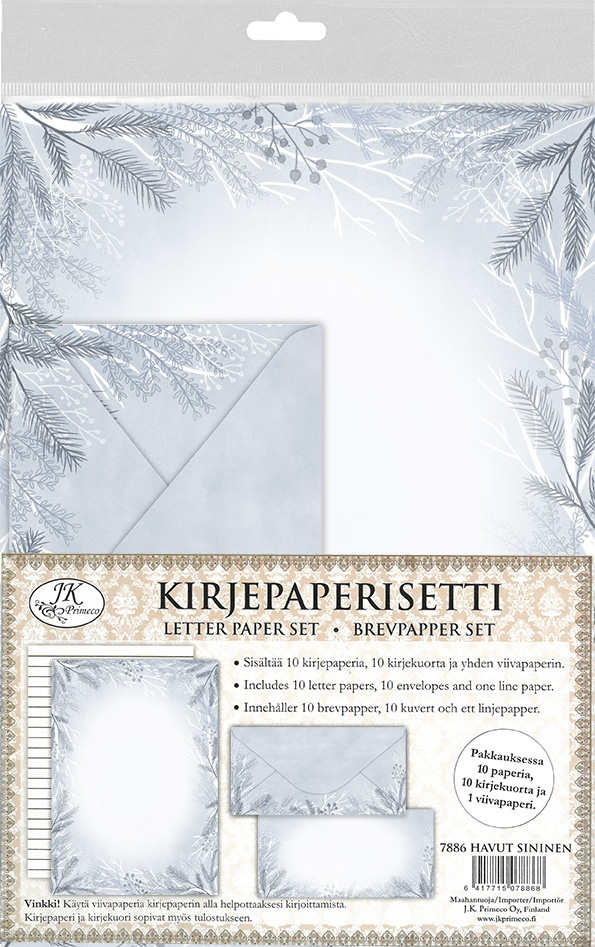 Letter paper set Twigs blue 10pcs+10pcs