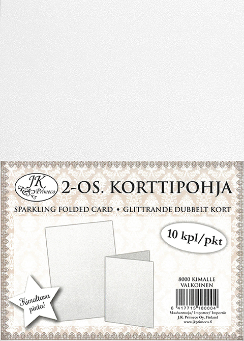 Folded Sparkling card white 10pcs