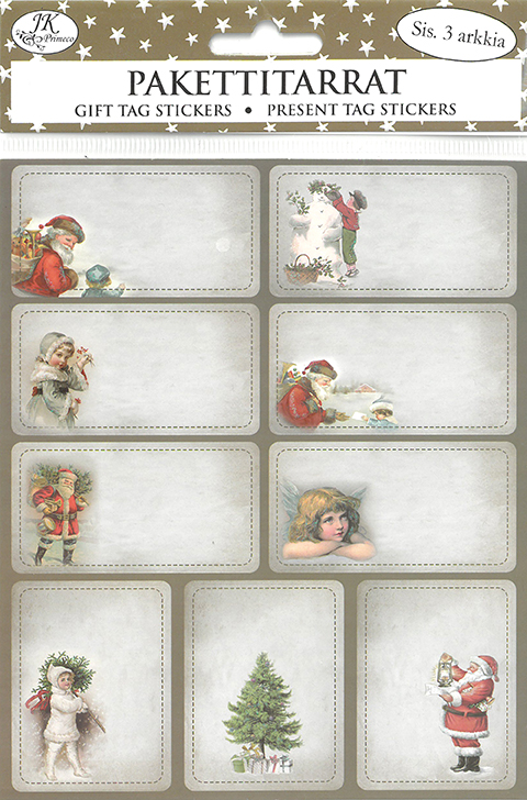 Gift tag sticker narrow Christmas vintage 3 sheets