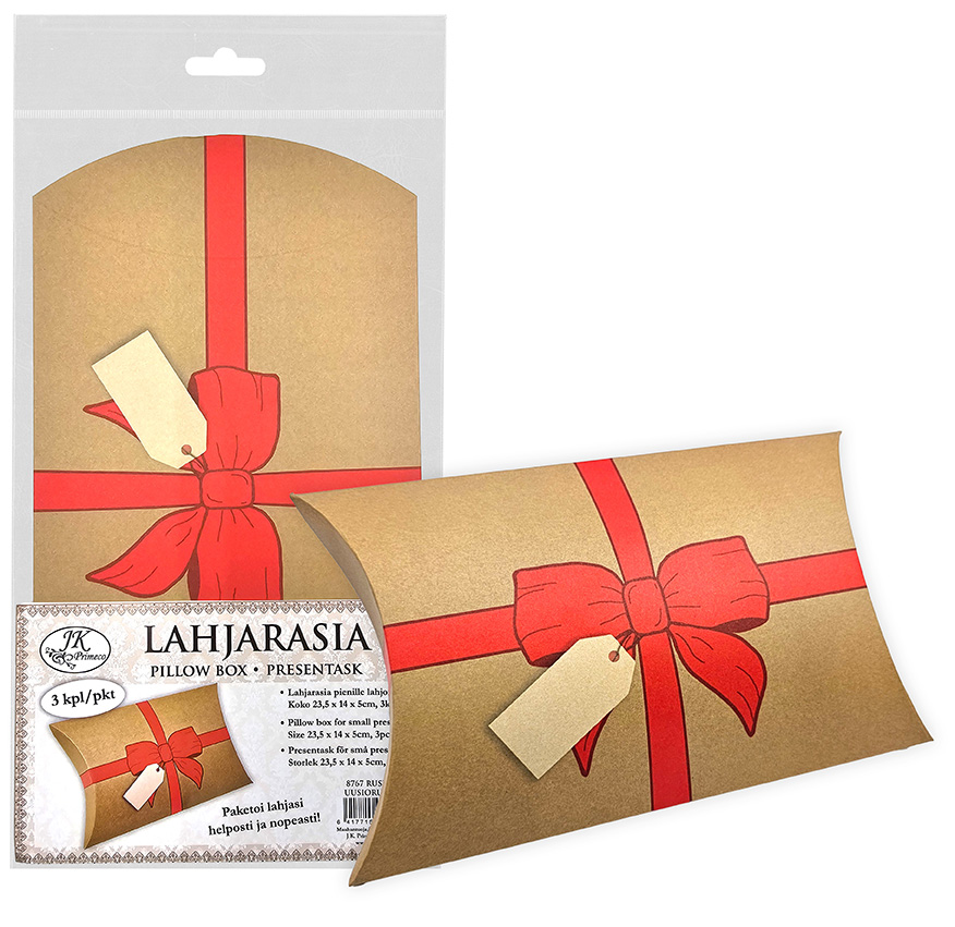 Pillow box M Bow recycled brown 3pcs