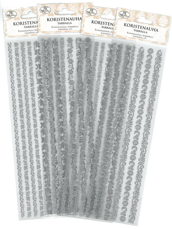 Decorative ribbon sticker assortment silver