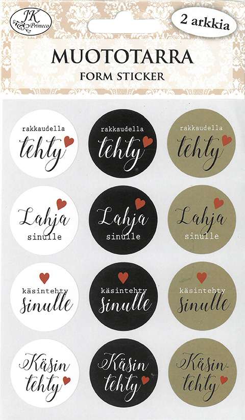 Form sticker Käsintehty 2 sheets