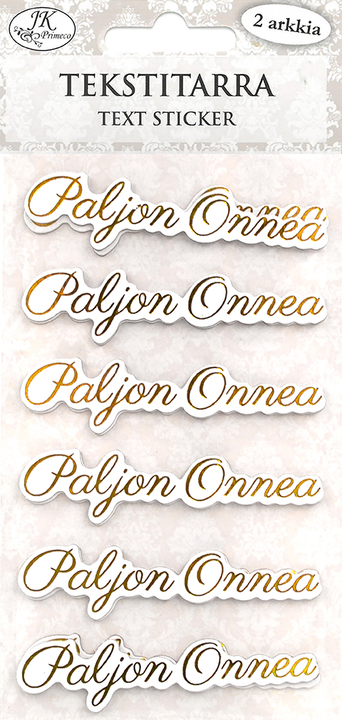Text sticker Paljon onnea kulta 2 sheets