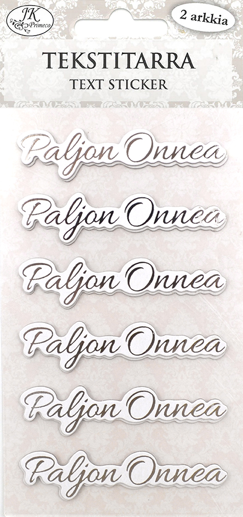 Text sticker Paljon onnea hopea 2 sheets