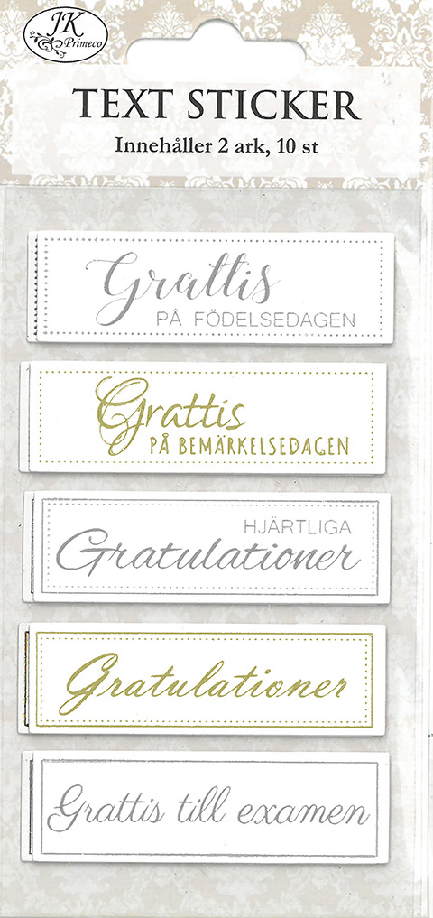 Text sticker Gratulerar guld/silver 2 sheets