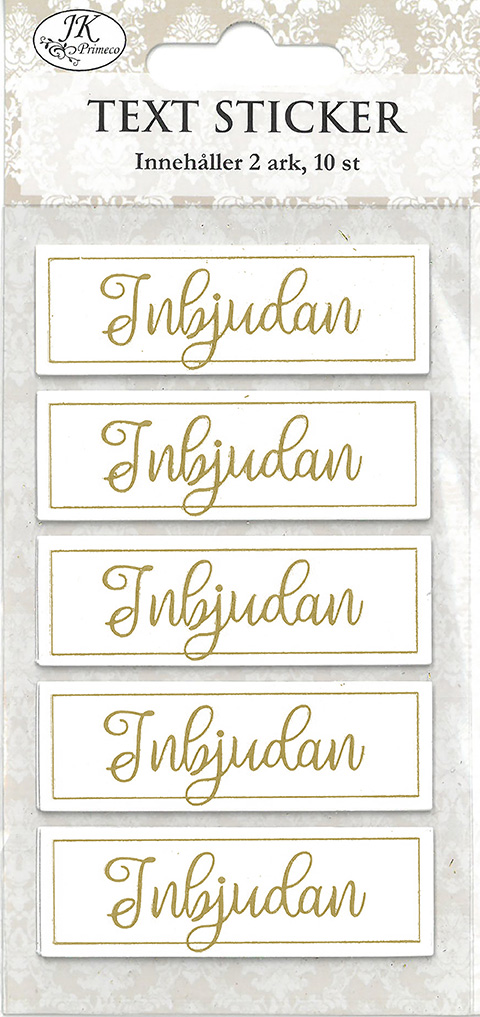 Text sticker Inbjudan guld 2 sheets