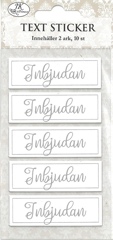 Text sticker Inbjudan silver 2 sheets