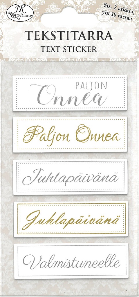 Text sticker Onnittelut kulta/hopea 2 sheets