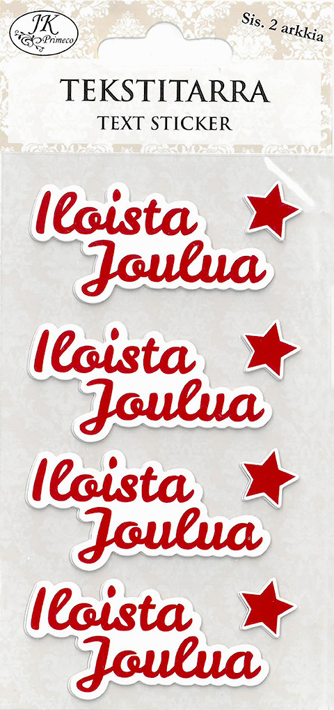 Text sticker Jouluteksti + tähdet punainen 2 sheets