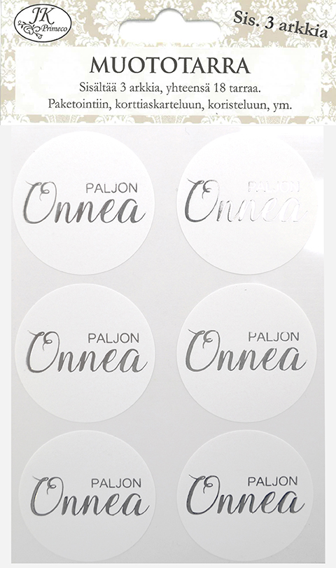 Form sticker Paljon onnea hopea 3 sheets