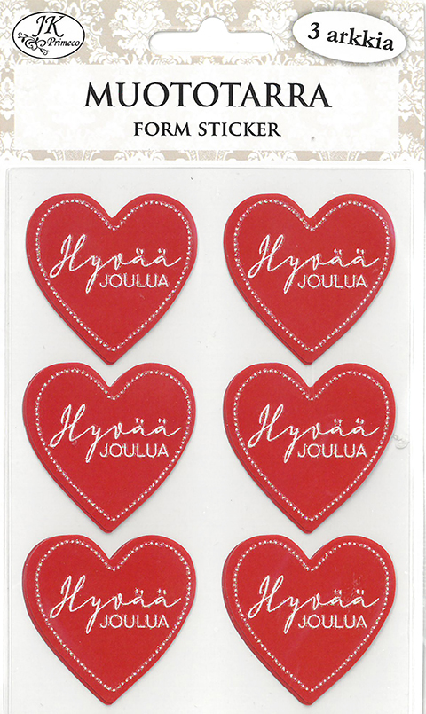 Form sticker Jouluteksti sydän punainen 3pcs
