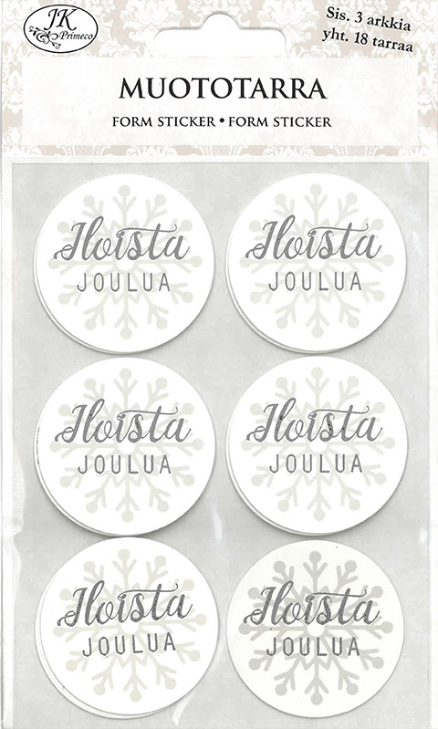 Form sticker Jouluteksti ympyrä valkoinen 3 sheets