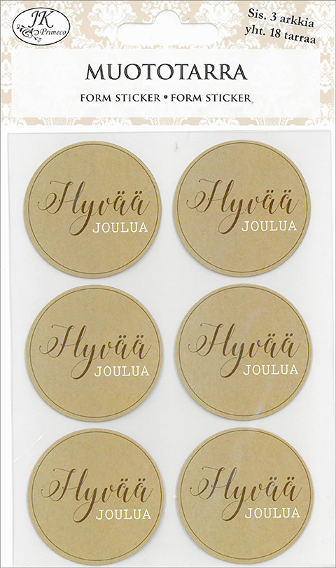 Form sticker Hyvää joulua natur 3 sheets