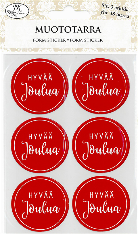 Form sticker Hyvää joulua punainen 3 sheets