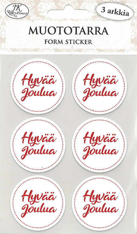 Form sticker Hyvää joulua punavalkoinen 3 sheets