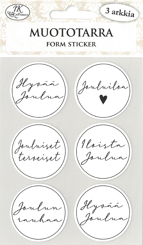Form sticker Joulutoivotukset moderni musta 3 sheets