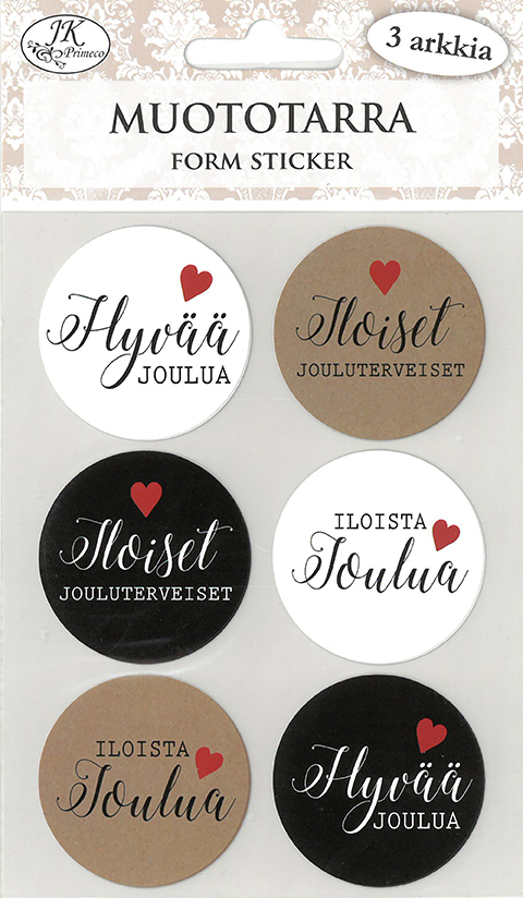 Form sticker Joulutoivotukset musta-natur 3 sheets