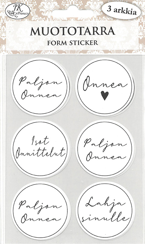 Form sticker Onnittelut moderni musta 3 sheets