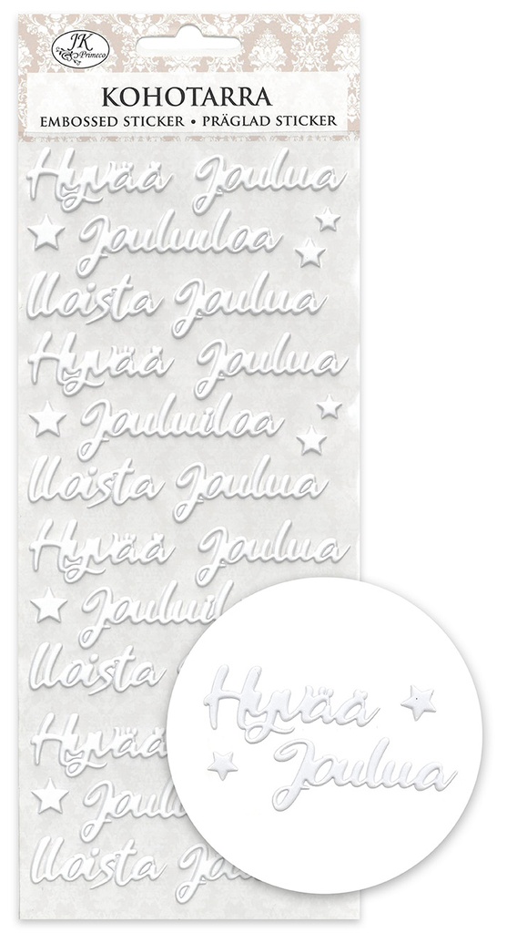 Embossed sticker Joulutekstit valkoinen