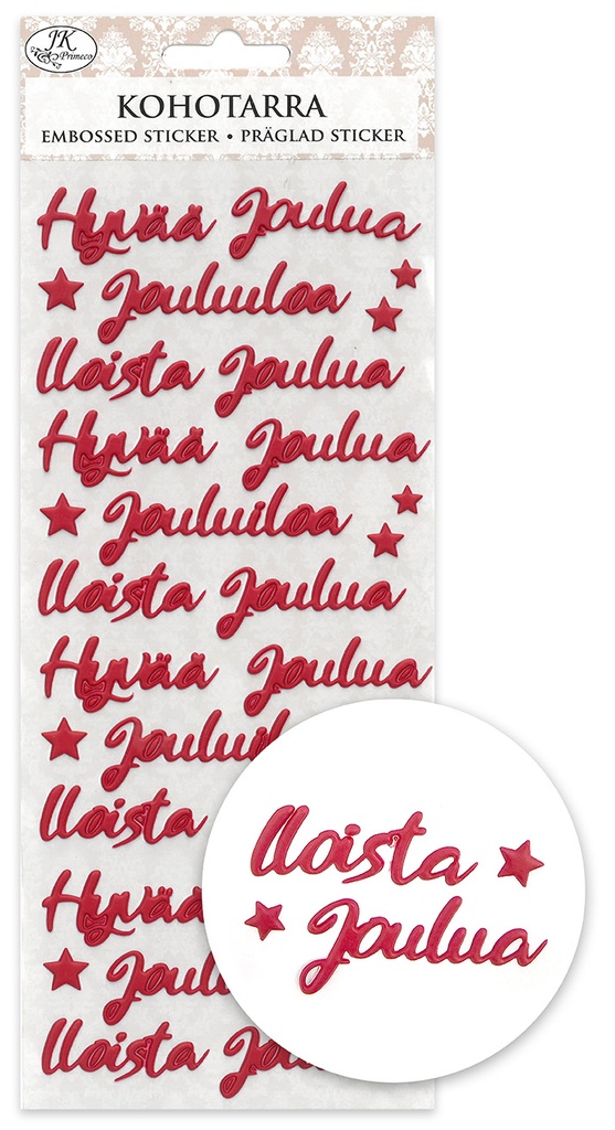 Embossed sticker Joulutekstit punainen