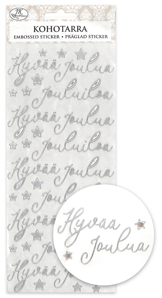 Embossed sticker Joulutekstit harmaa