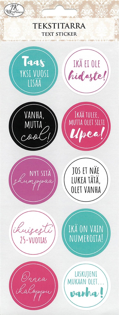 Text sticker Pyöreä hauskat onnittelut