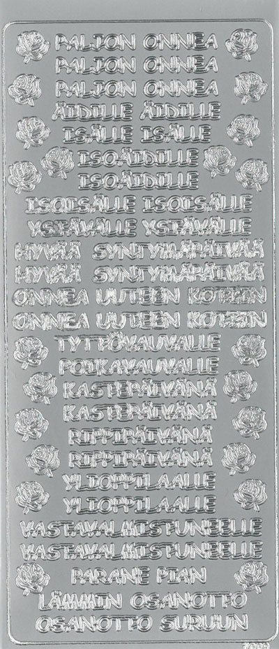 Peel-off sticker tekstilajitelma hopea