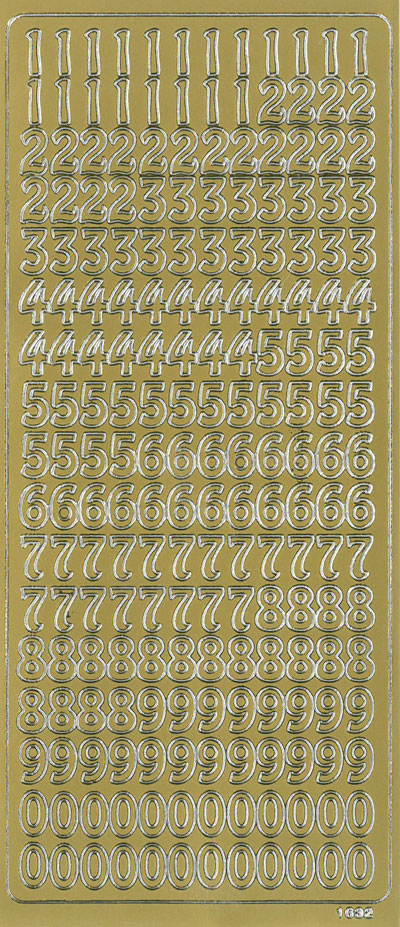 Peel-off sticker numbers gold
