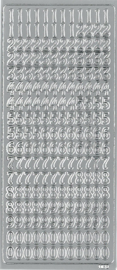 Peel-off sticker numbers silver