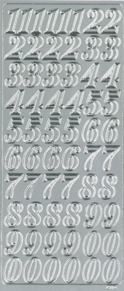 Peel-off sticker Big numbers silver