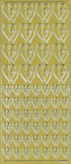 Peel-off sticker Double heart new gold