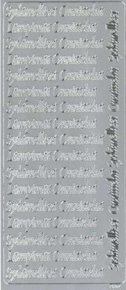 Peel-off sticker Sydämelliset Onnittelut hopea