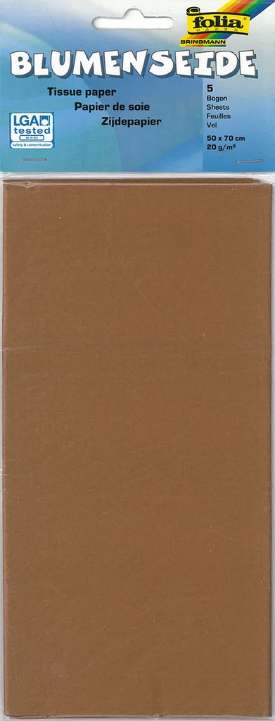 Tissue paper 50 x 70cm brown 5 sheets