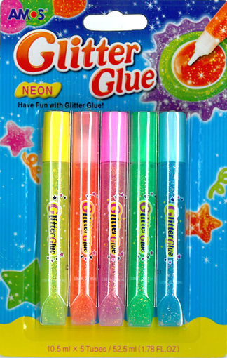 Glitter glue pen Neon 5pcs