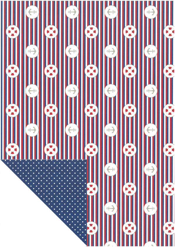 Patterned card A4 Nautical theme stripe 5pcs